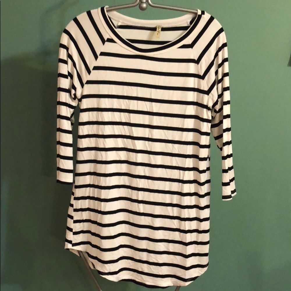 Soft Black and White Striped Shirt